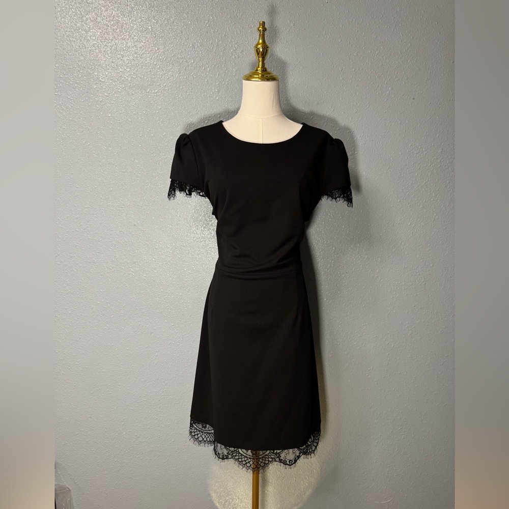 Betsey Johnson Sheath Black Lace Trim Dress